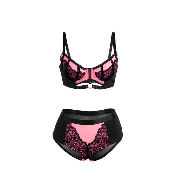 Subblime 955571 conjunto sujetador con cremallera de malla de charol rosa s m