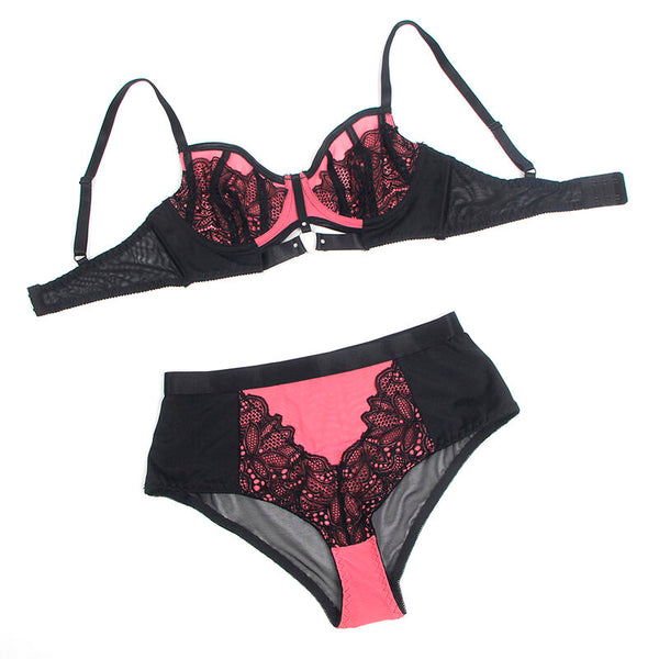 Subblime 955588 conjunto sujetador con cremallera de malla de charol rosa l xl