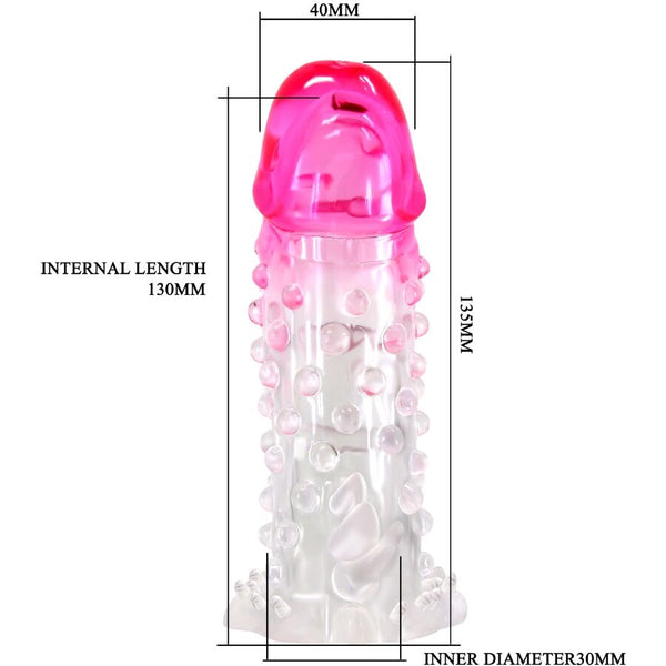 Pretty wilford funda realística alargadora con relieve para pene rosa