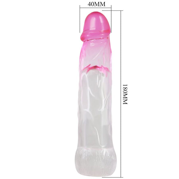 Pretty neron funda realística alargadora de 6 cm para pene rosa