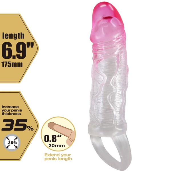 Pretty odes funda realística alargadora de 2 cm para pene rosa
