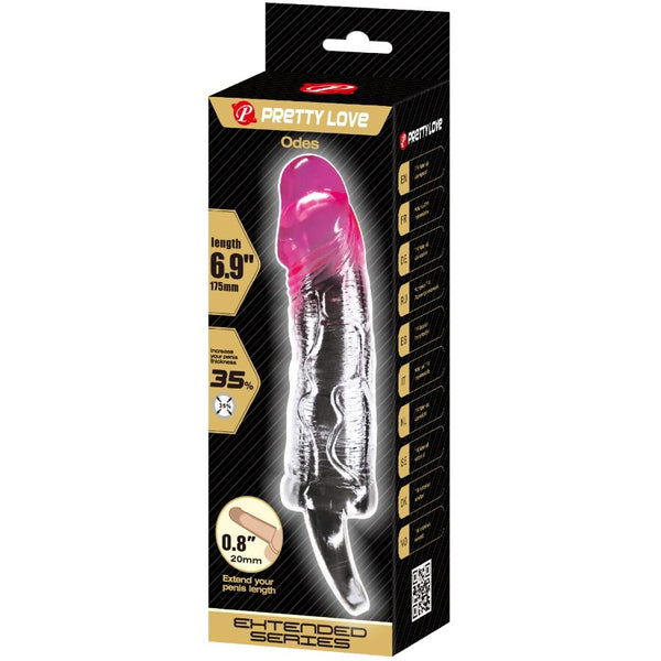 Pretty odes funda realística alargadora de 2 cm para pene rosa
