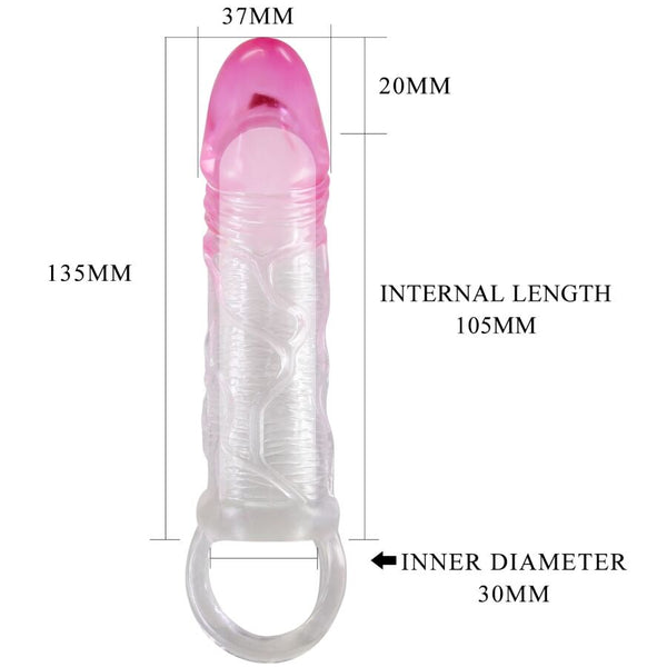 Pretty odes funda realística alargadora de 2 cm para pene rosa