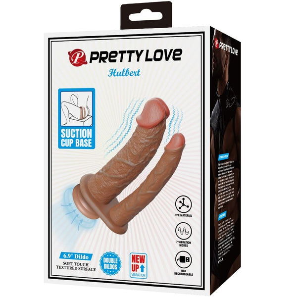 Pretty hulbert doble dildo realístico con vibración mulato