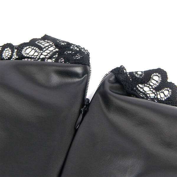 Subblime 957551 vestido de cuero con cuello de encaje negro