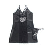 Subblime 957537 vestido de cuero con encaje floral negro