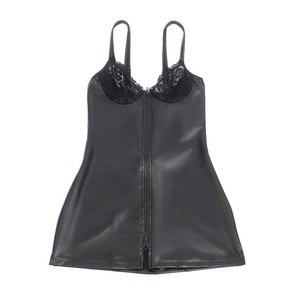 Subblime 957575 vestido de cuero con cremallera negro