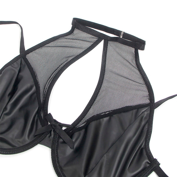 Subblime 957599 conjunto sujetador y falda de cuero negro l xl