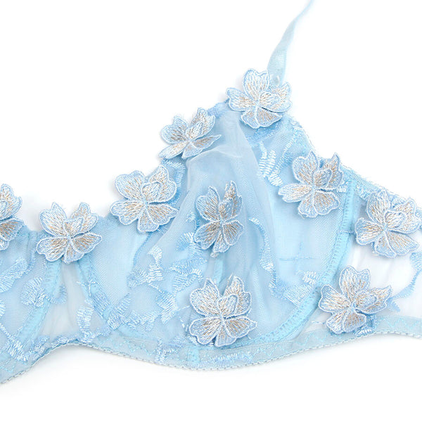 Subblime 957636 conjunto sujetador y bragas con bordados de flores celeste