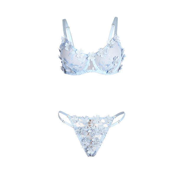 Subblime 957636 conjunto sujetador y bragas con bordados de flores celeste