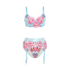 Subblime 957650 conjunto sujetador y liguero con bordados de flores rosas l xl