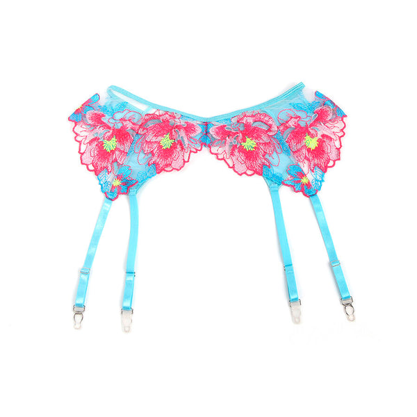 Subblime 957650 conjunto sujetador y liguero con bordados de flores rosas