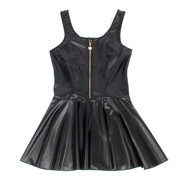Subblime 957674 vestido de cuero con cremallera de corazón negro
