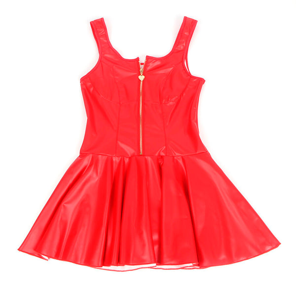 Subblime 957698 vestido de cuero con cremallera de corazón rojo