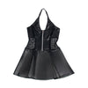 Subblime 957711 vestido de cuero con cremallera y encaje negro