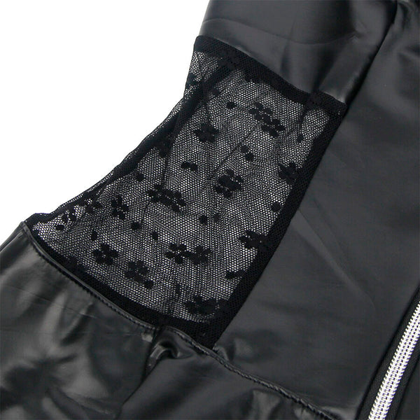 Subblime 957711 vestido de cuero con cremallera y encaje negro