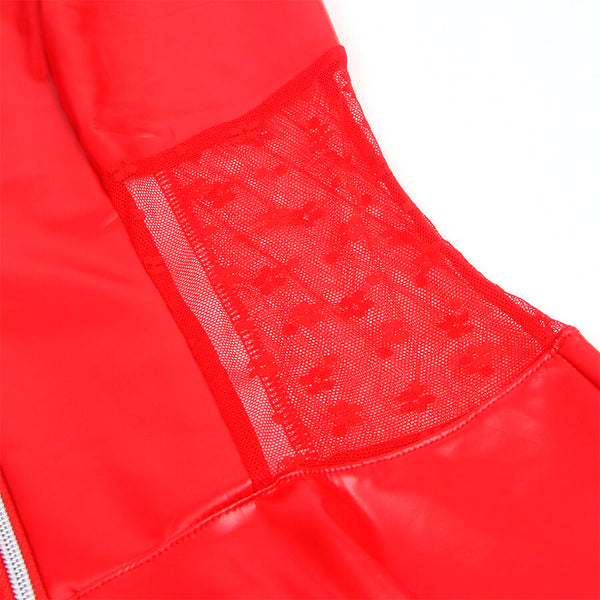 Subblime 957735 vestido de cuero con cremallera y encaje rojo