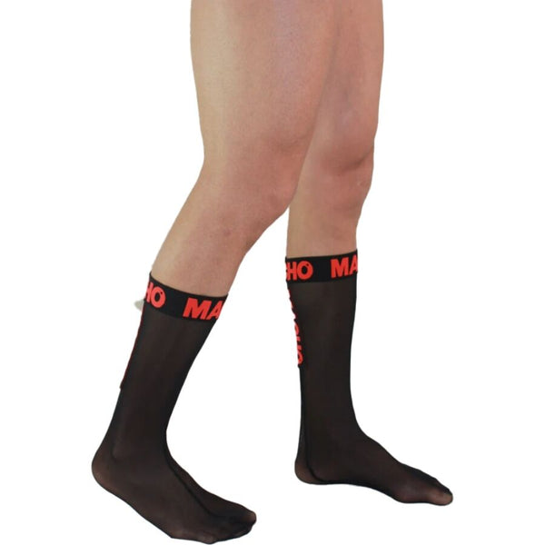 Macho calcetines finos negro rojo talla única
