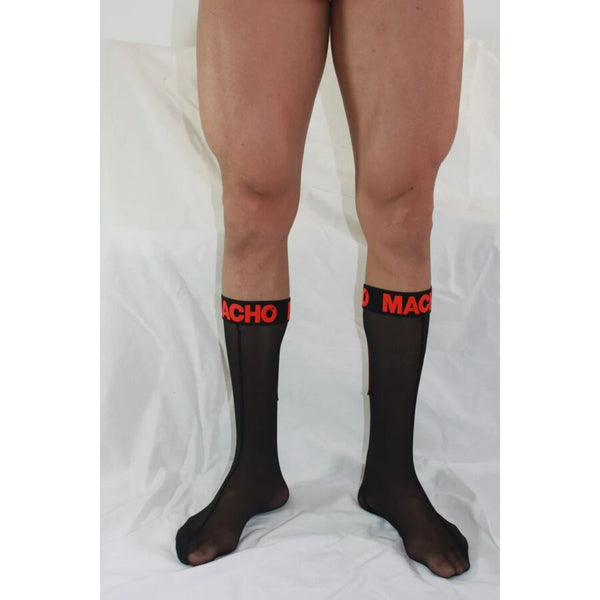 Macho calcetines finos negro rojo talla única