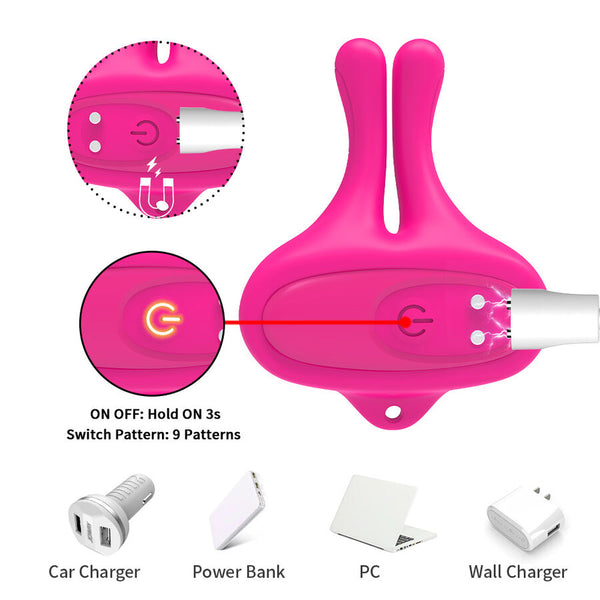 Armony pinzas para pezones magnética con vibración forma conejo rosa