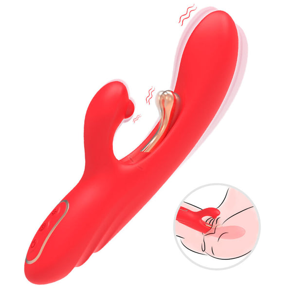 Vibrador estimulador Punto G y clítoris con lengua oscilante rojo