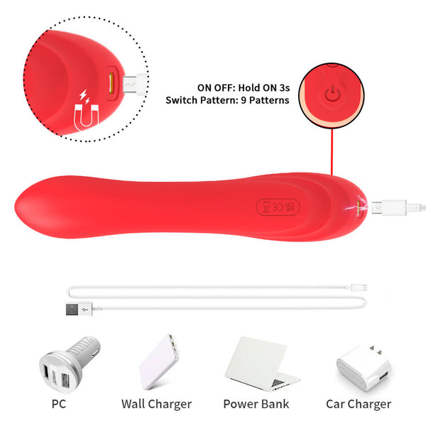 Vibrador estimulador Punto G y clítoris con lengua oscilante rojo