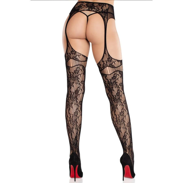 Leg medias de encaje con ligas negro