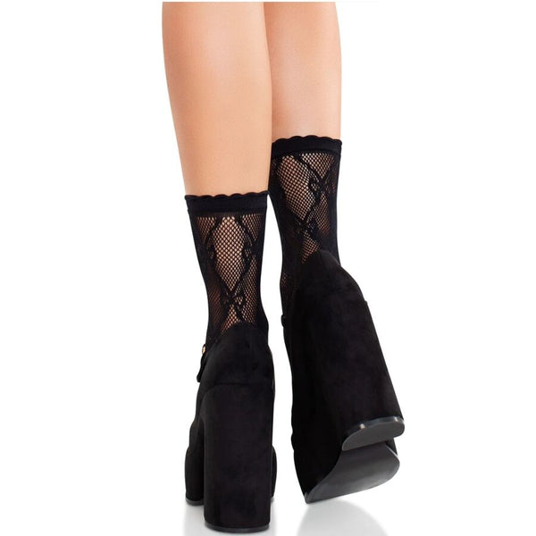 Leg calcetines de encaje de lazos negro