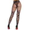 Leg medias de encaje dahlia con detalle de red negro