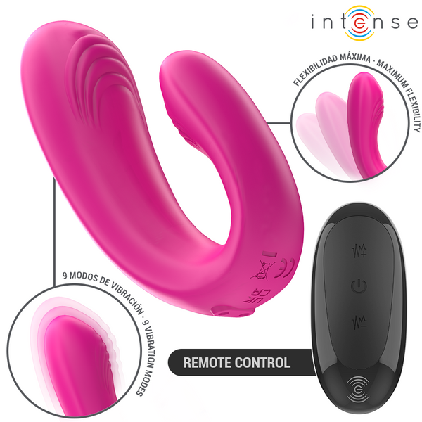 Janet estimulador y vibrador dual en forma de u con control remoto rosa