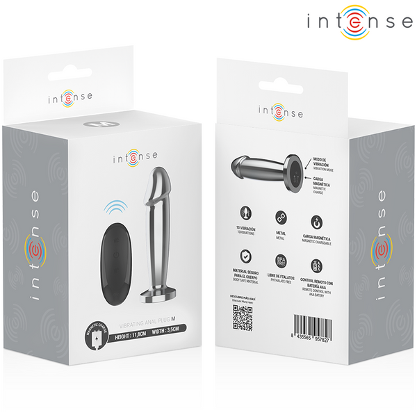 Intense plug anal 10 vibraciones metal en forma de dildo con control remoto m