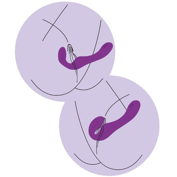Arnés vibrador sin correas 2 en 1 con control remoto morado