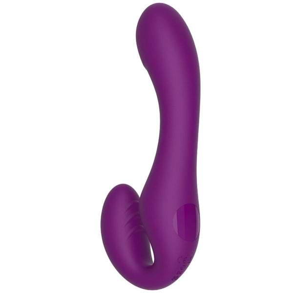 Arnés vibrador sin correas 2 en 1 con control remoto morado