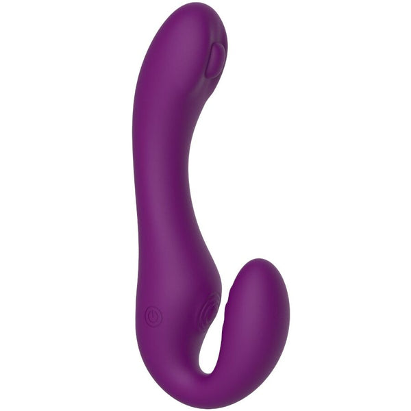 Arnés vibrador sin correas 2 en 1 con control remoto morado