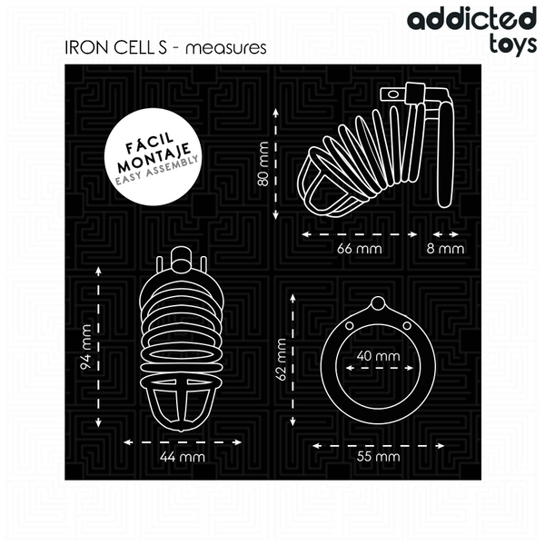Addicted iron cell jaula para pene de metal 4 cm talla s