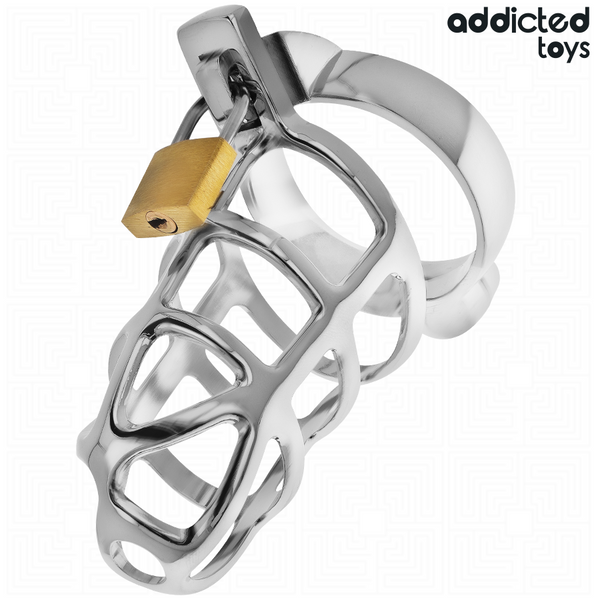 Addicted silver lock jaula para pene de metal talla m