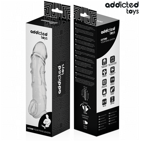 Addicted extensor para el pene transparente 27 cm