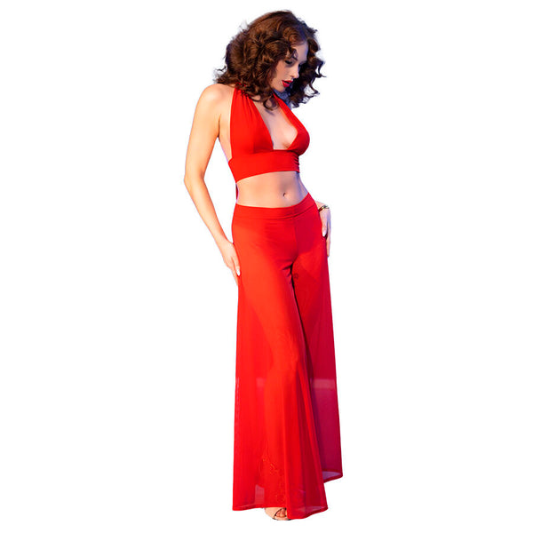 Chilirose cr 4857 set top y pantalones rojo