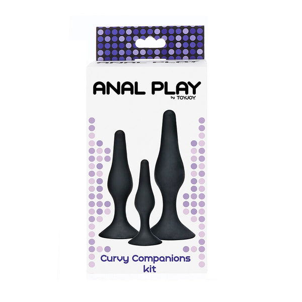 Toyjoy anal play curvy companions plug anal 3 piezas negro