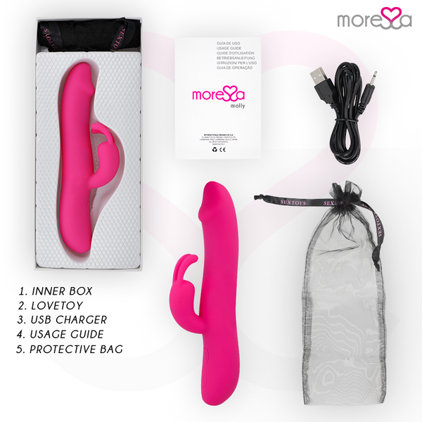 Moressa molly impulsor movimiento arriba y abajo y potente vibración premium silicone recargable