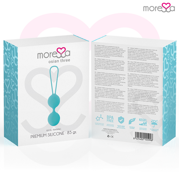 Moressa osian three entrenamiento suelo pelvico 85 gr premium silicona turquesa