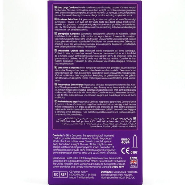 Skins tamaño xl preservativos premium pack 16