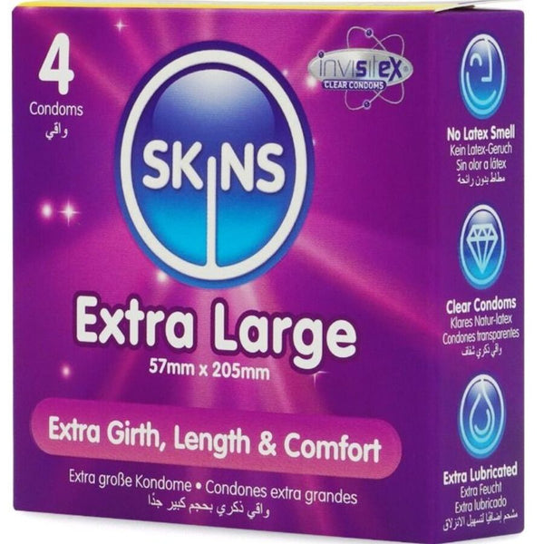 Skins tamaño xl preservativos premium pack 4