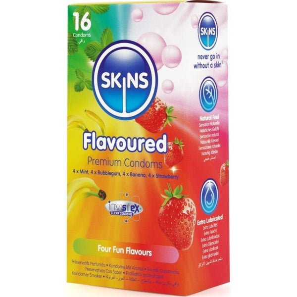 Skins multi sabores preservativos premium pack 16
