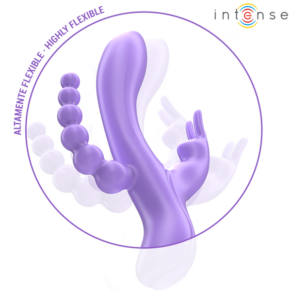 Miko triple vibrador rabbit y estimulador y anal 7 vibraciones morado