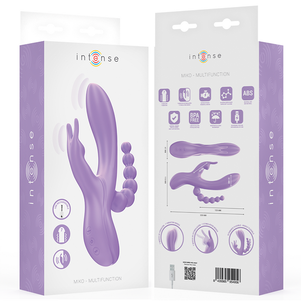 Miko triple vibrador rabbit y estimulador y anal 7 vibraciones morado