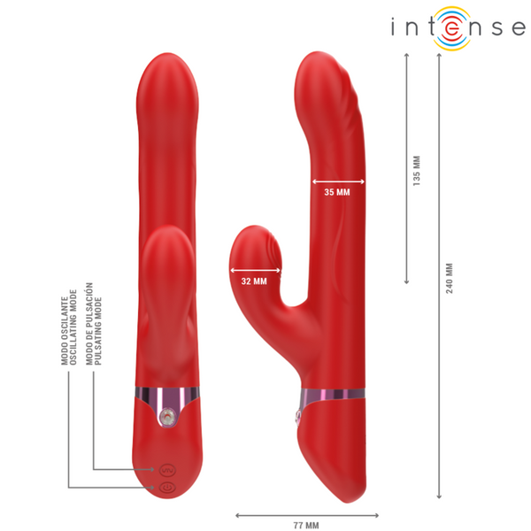 Lele vibrador multifunción rotatorio y oscilación y estimulación rojo