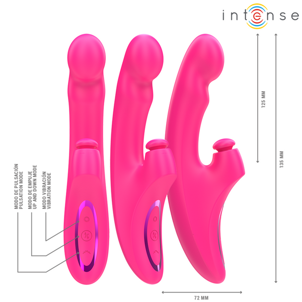 Emi vibrador 13 5 cm multifunción 3 en 1 10 vibraciones rosa