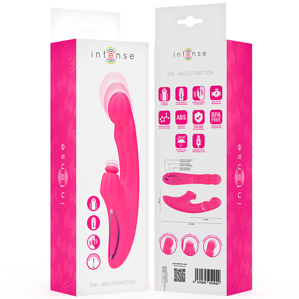 Emi vibrador 13 5 cm multifunción 3 en 1 10 vibraciones rosa