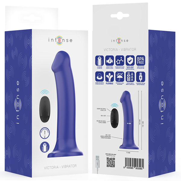 Victoria vibrador con ventosa 10 vibraciones azul oscuro control remoto